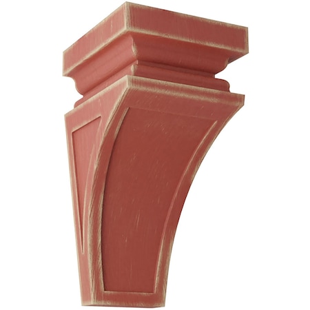 Ekena Millwork 6"W x 6 3/4"D x 12"H Large Nevio Wood Vintage Decor Corbel, Salvage Red CORWD06X06X12NERD